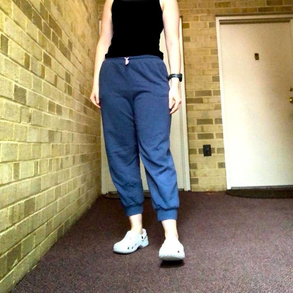 Comfy Blue Sweatpants with Pink Drawstring